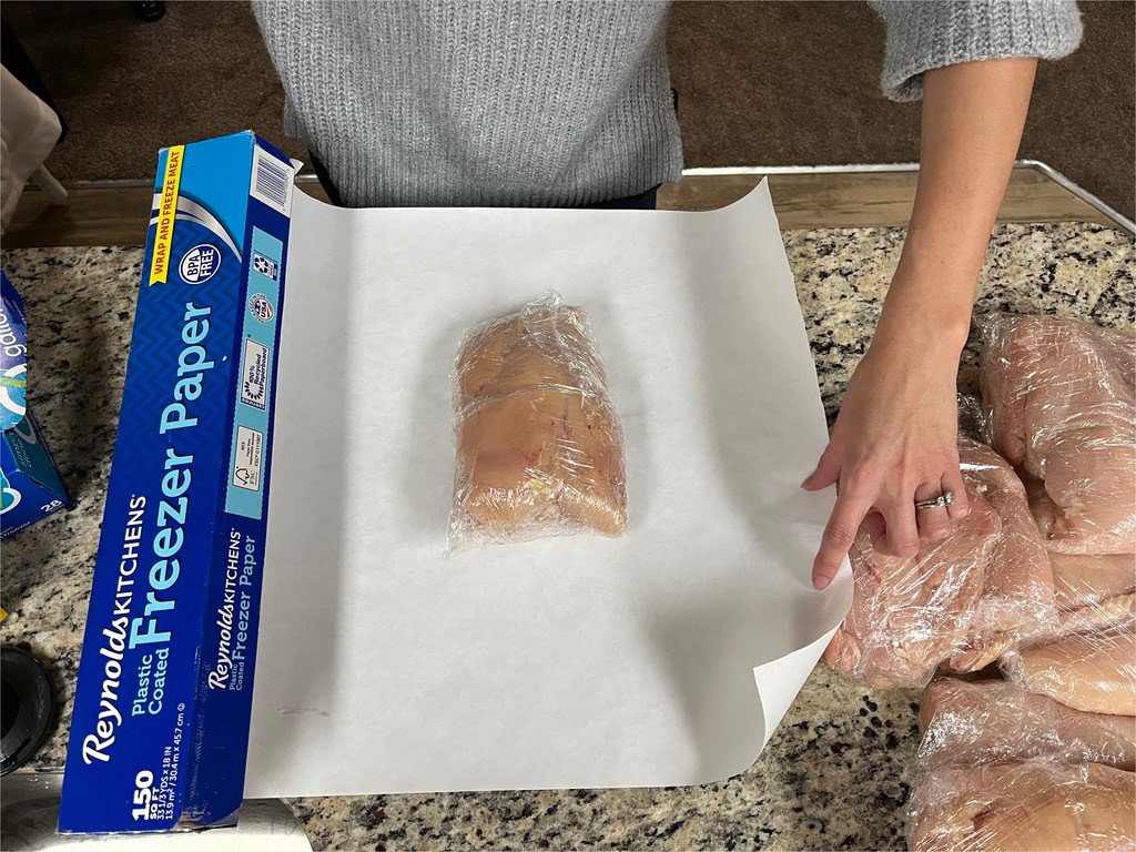 freezer paper wrapping meat